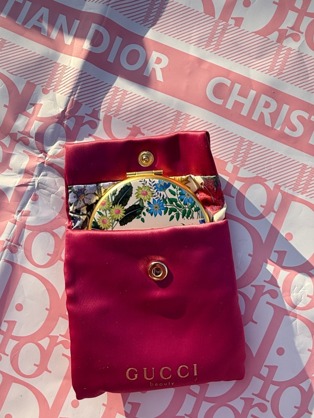 Gucci Floral Compact Makeup Mirror GWP NEW